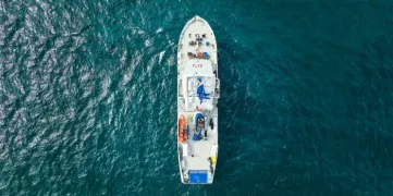 Vue du navire Plastic Odyssey