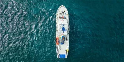 Vue du navire Plastic Odyssey